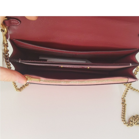 Coach Pink Tea Rose Rivets Foldover Chain Crossbody - Picture 4 of 9